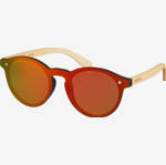 Nebelkind Hybrid Bamboo Red Mirrored Sunglasses in Natural-colored bamboo