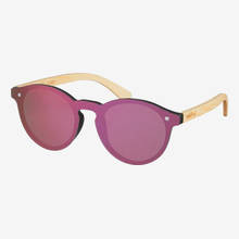 Nebelkind Hybrid Bamboo Pink Mirrored Sunglasses in Natural-colored bamboo