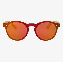 Nebelkind Hybrid Bamboo Red Mirrored Sunglasses in Natural-colored bamboo