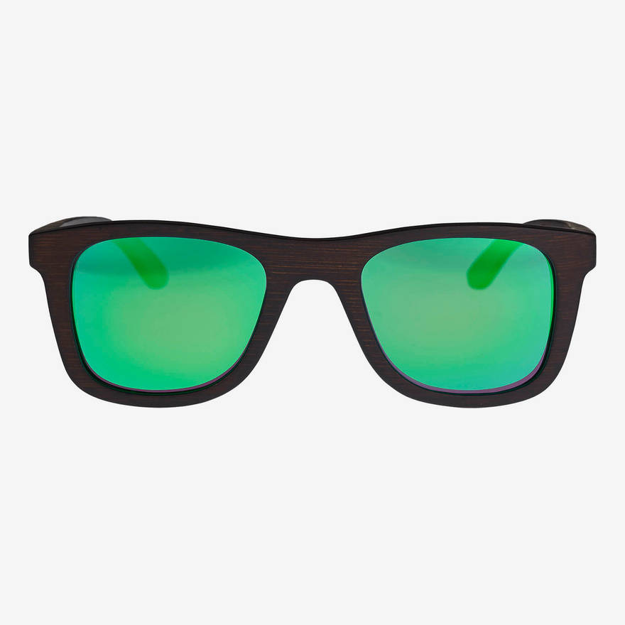 Nebelkind Bamboobastic Dunkelbraun (grün verspiegelt) Sonnenbrille in dunkelbraun gebeizt