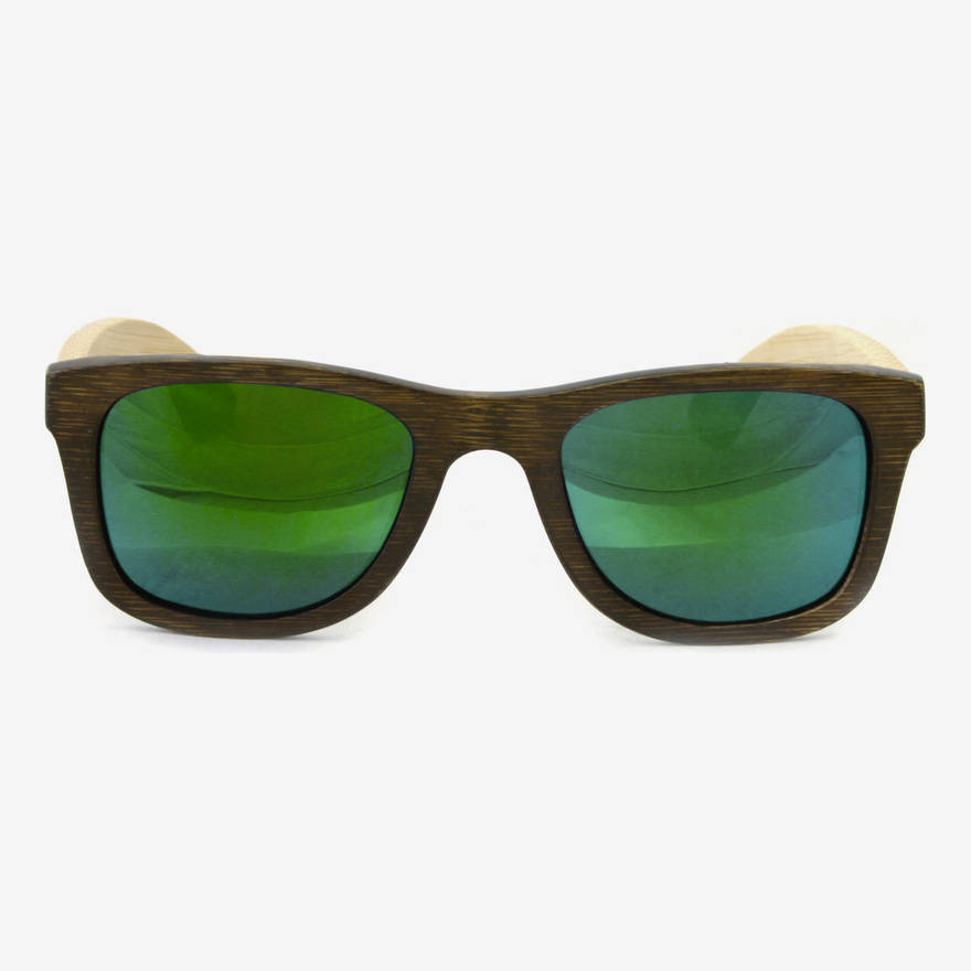 Nebelkind Bamboobastic Dunkelbraun / Natur (grün verspiegelt) Sonnenbrille in Rahmen dunkelbraun gebeizt /  Bügel naturfarben