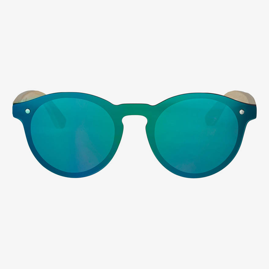 Nebelkind Hybrid Bamboo Green Mirrored Sunglasses in Natural-colored bamboo