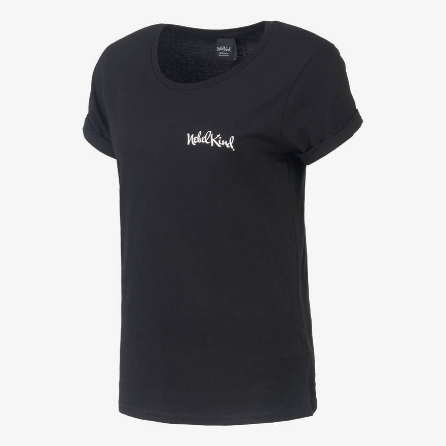 Nebelkind Basic Rolled Sleeve Shirt Female Black in black