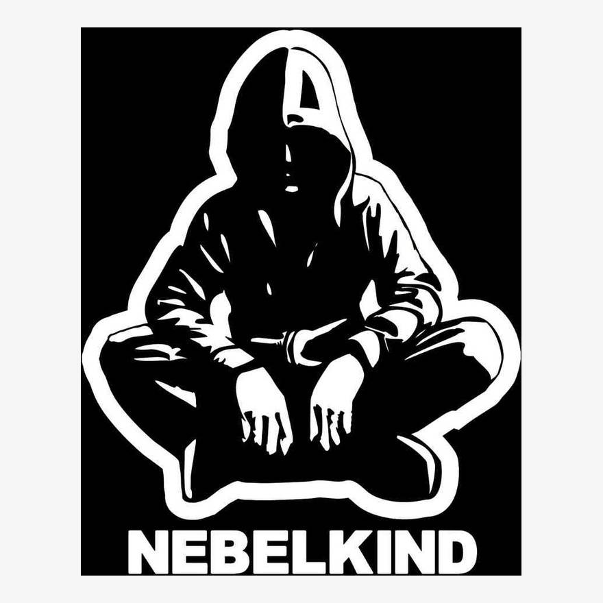 Nebelkind Car Sticker „Human“ with Logo big, white in white