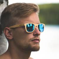 Nebelkind Bamboobastic nature (light blue mirrored) Sunglasses in Natural-colored bamboo