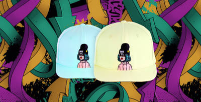 Teal Snapback in light blue and yellow