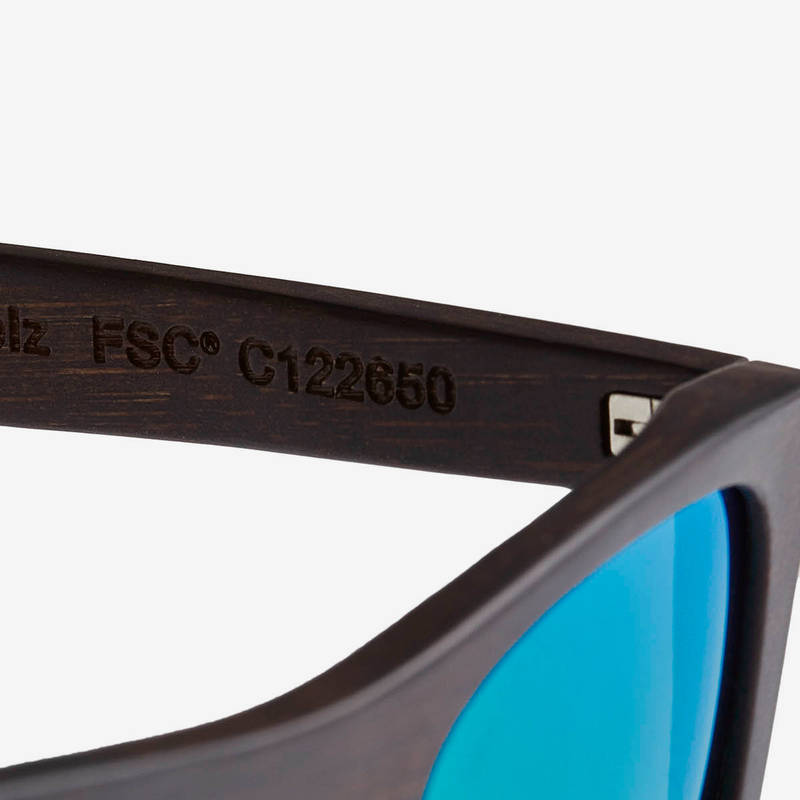 Nebelkind Bamboobastic darkbrown (green mirrored) Sunglasses FSC®-certified in Stained dark brown